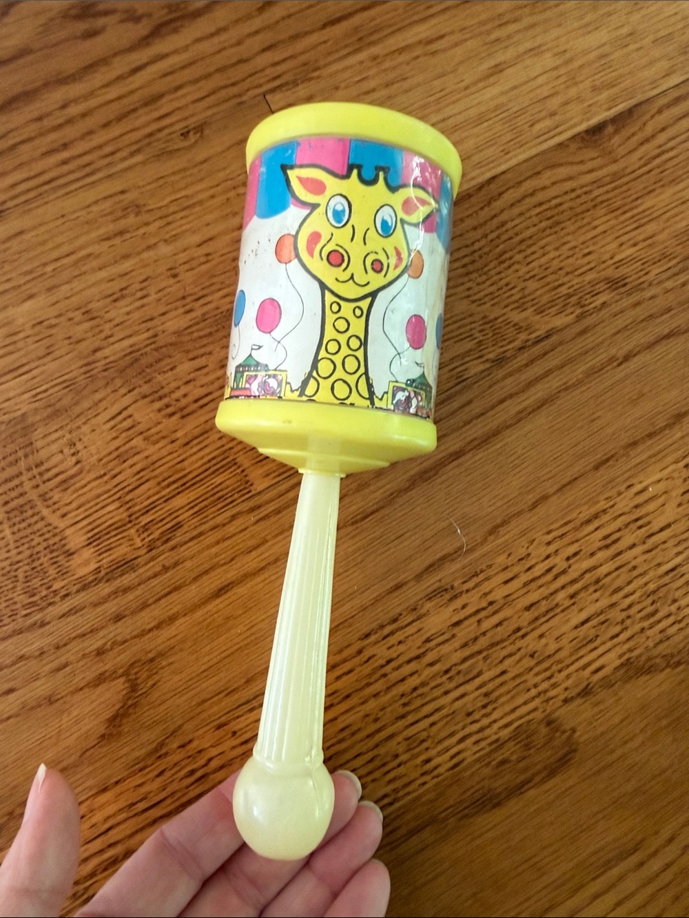 Vintage Cribmates Yellow Giraffe Carousel Baby Rattle, works with noisemaker